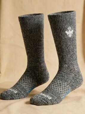 Size L - Bombas Calf Socks Comfortable Grey Knit Fashion Essentials